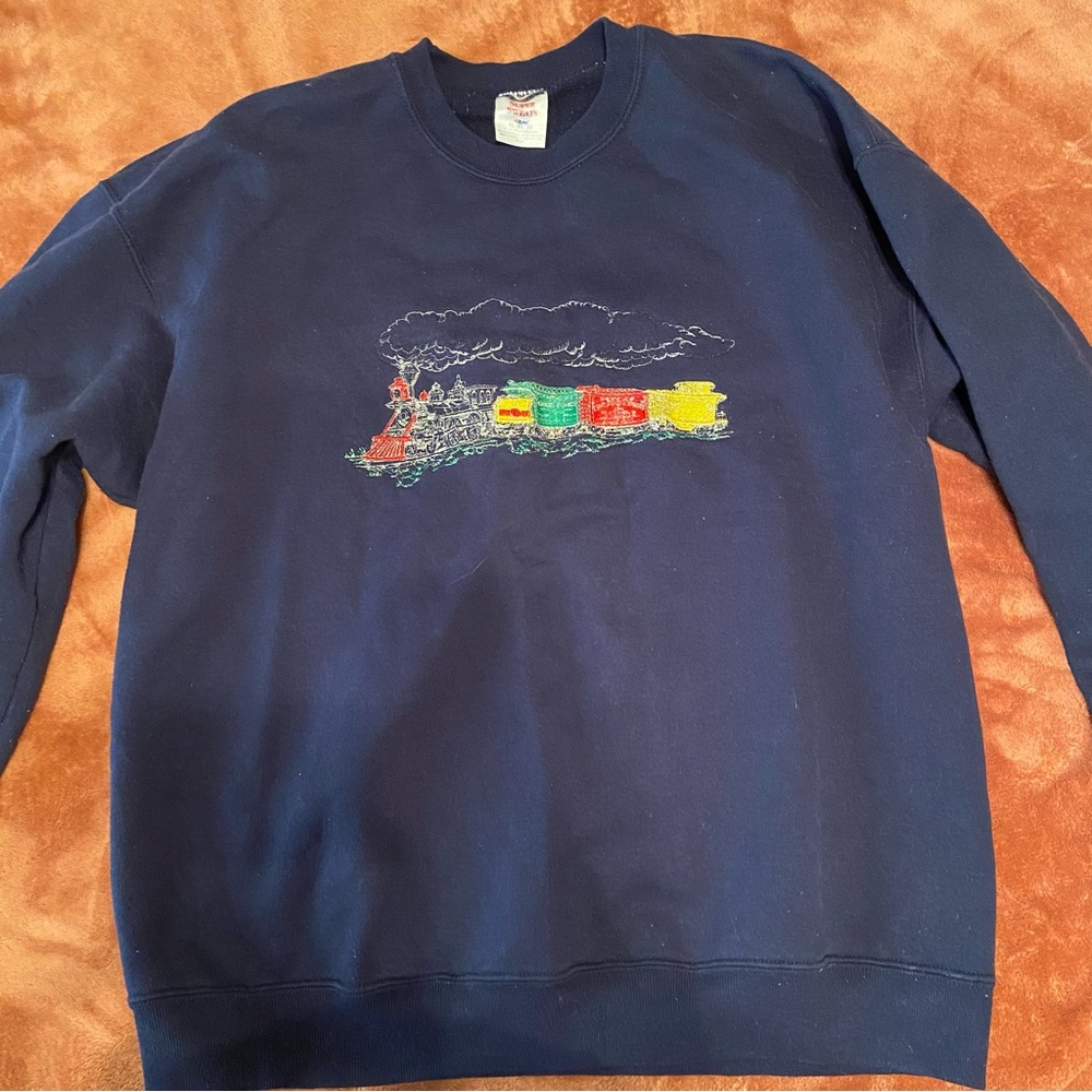 Vintage Christmas Train Sweater Size XL